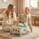 Girello per Bambini 1-3 Anni 41x31,5x47 cm Carrello Primi Passi con Vano Portaoggetti in Legno Multistrato Verde      
