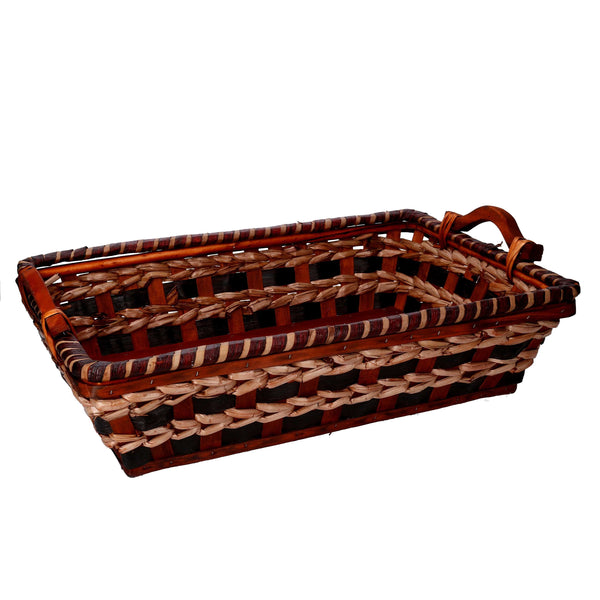 online Corbeille rectangulaire en osier crème de noix 53x38xh13 cm