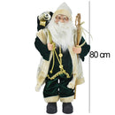 Statuina Babbo Natale Verde Statuetta 80 cm Vestiti in Tessuto Addobbo Natalizio