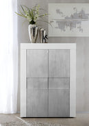 Mobile Alto da Salotto 2 Porte 92x42x125cm TFT  Build Bianco Lucido e Cemento