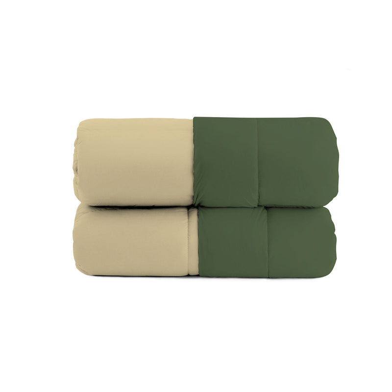 Trapunta Invernale Tinta Unita in Microfibra 200gr Verde Scuro Panna Varie Misure