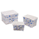 Set 3 Scatole in vimini spaccato sam bianco rettangolare 