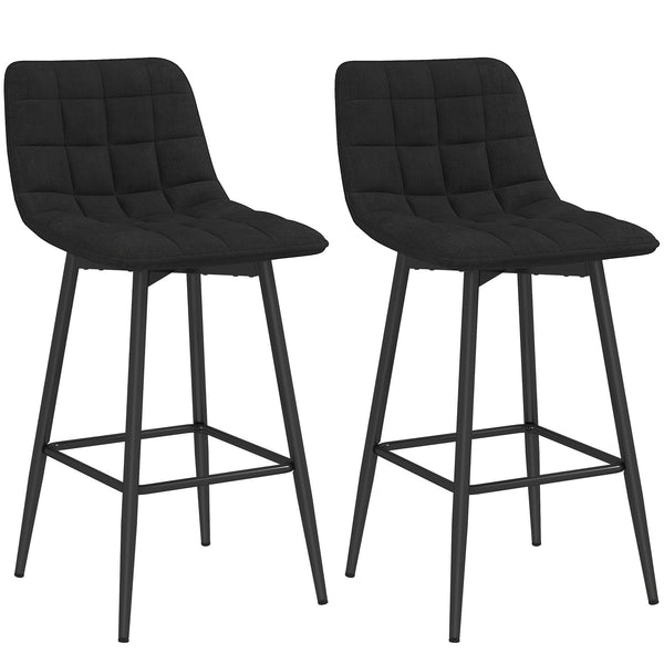 acquista Set 2 Sgabelli da Cucina Stile Nordico 45x47x84 cm in Tessuto Effetto Velluto e Metallo Nero