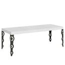 Tavolo Allungabile 160-420x90x77 cm Karamay Premium Bianco Frassino Telaio Antracite 