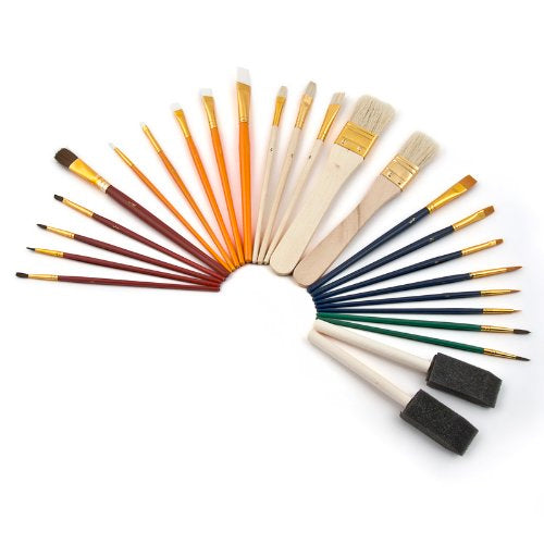Set 25 Pennelli Tondi Piatti Artic e a Spugna per Pittura prezzo