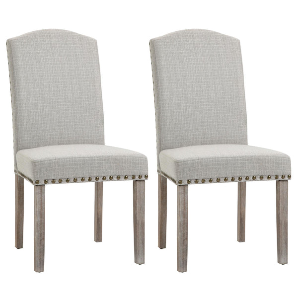 acquista Lot de 2 Chaises Rembourrées 51x64x99,5 cm en Tissu Gris Clair