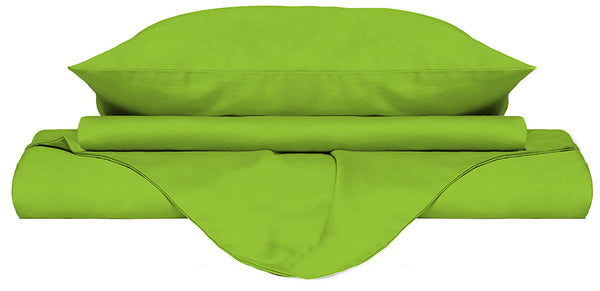 Housse de couette double avec sac et taies d'oreiller couleur unie vert pomme acquista