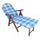 Fauteuil 4 Positions Relax Hêtre avec Coussin et Rallonge 84/40x 60x100 h cm en Coton Bleu