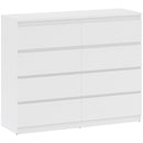 Cassettiera 8 Cassetti 120x39x100 cm con Maniglie Scanalate in Legno Bianco  