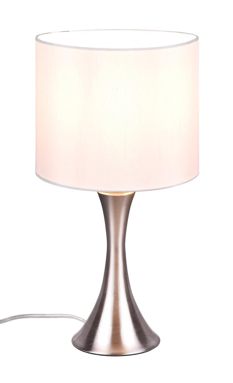 Lampada da Tavolo da Interno Attacco E27 in Metallo Nichel Satinato 