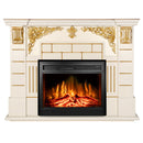 Camino Elettrico da Pavimento 111x145x38 cm Effetto Fiamma 1950W Imperial & Carmen Avorio