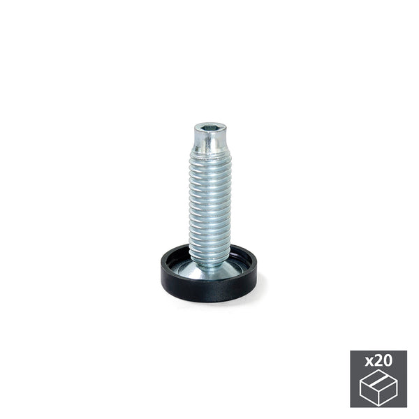 sconto Pied Réglable pour Meuble Base Circulaire M 10 23 mm H38 mm Acier et Plastique 20 Pièces Emuca