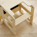 Torre Montessoriana per Bambini 2-5 Anni 57x39x93 cm con Lavagna e Tavolino Color Legno      