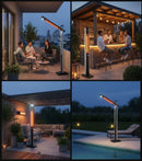 Stufa Elettrica ad infrarossi da Esterno 50x25x200 cm in Fibra di Carbonio con Luce Led Skyline Total Black
