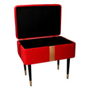 Panca Contenitore 50x35xh47 cm in Tessuto Velluto Rosso