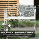 Panchina 2 Posti da Giardino in Ferro Romantico Bianco 109.5x51x95.5 cm 