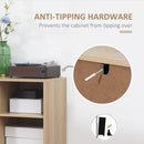 Mobiletto a Coste 1 Cassetto 2 Ante 2 Ripiani 75x40x120 cm in MDF e Acciaio Color Legno