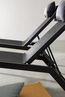 Lettino Chaise Longue da Giardino 65,5x177x105h cm con Cuscino Poggiatesta Krion Antracite 