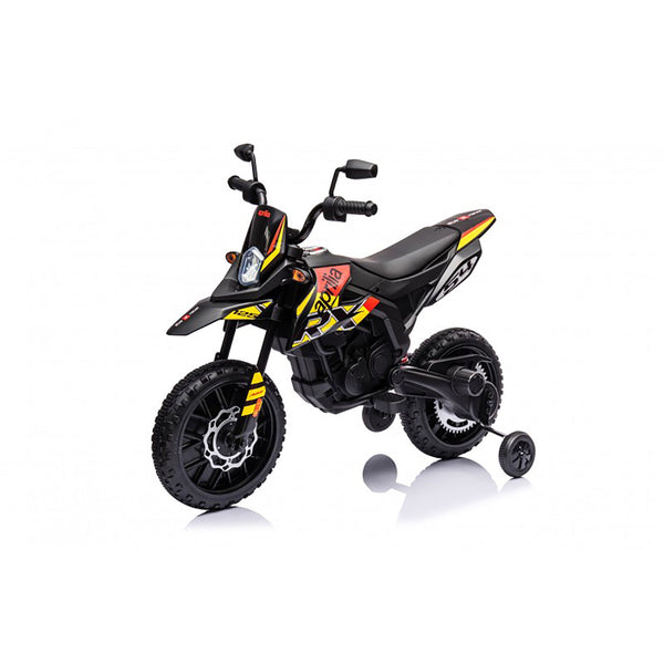 prezzo Moto Elettrica per Bambini Aprilia RX-125 Small 12V Cross Sedili In Pelle Luci Led Bluetooth Sospensioni a Molla Giallo