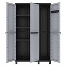 Armadio Portascope Modulare da Esterno 102x39x170 cm 3 Ante 3 Ripiani in Polipropilene Twist Grigio e Nero
