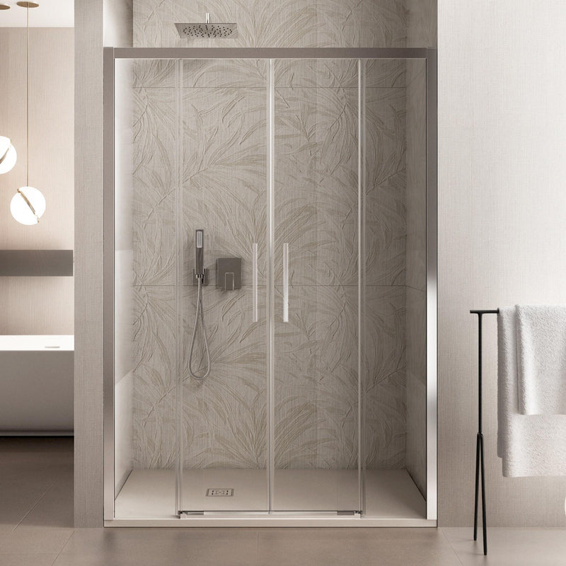 Porta Parete Doccia 2 Ante Scorrevoli in Cristallo Trasparente 6mm H195 Bonussi Vivian Varie Misure