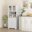 Credenza Cucina 60x30x145,5 cm con Armadietti e Vani a Giorno in Truciolare Bianco   