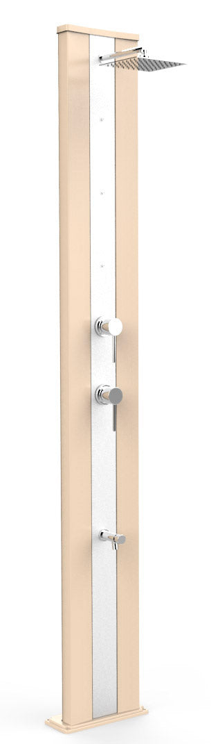 acquista Doccia Solare da Giardino 40L Miscelatore Nebulizzatore e Lavapiedi Arkema Dada S Fascia Inox Sabbia