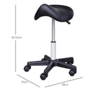 Sgabello Girevole a Sella per Parrucchieri con Ruote e Altezza Regolabile 35x38x43-55 cm in Similpelle Nero