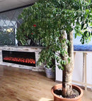 Camino Elettrico da Incasso 50,7x20x180 cm 1500W Effetto Fiamma Sined Amiata Nero