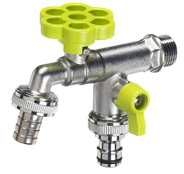 Robinet à bille double pour fontaine de jardin avec fleur et levier coloré Belfer RUB/030 vert acide prezzo