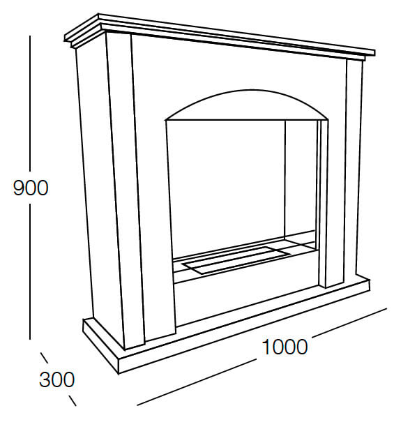 Camino a Bioetanolo da Pavimento 100x30x88 cm Firenze Bianco