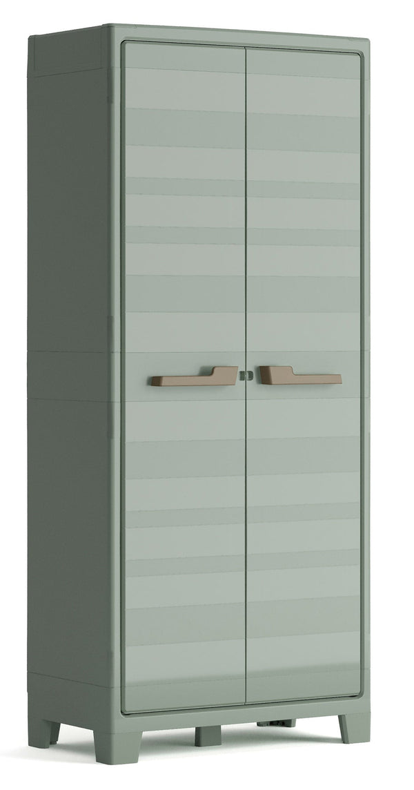 prezzo Armoire de jardin 8 étagères 80x44x182 cm Keter Planet Outdoor Multispace Gris et Vert