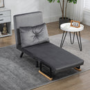 Poltrona Letto Singolo Trasformabile 63x73x81 cm in Tessuto Effetto Velluto Grigio Scuro  