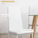 Set di 4 Sedie da Pranzo 41x50x97 cm con Schienale Alto in Similpelle Bianco