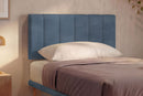 Letto Singolo con Rete Rivestita Microfibra Blu Tessis Testata Vertical Varie Misure