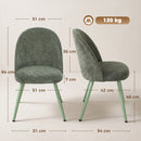 Set 2 Sedie da Pranzo 51x54x84 cm con Seduta Imbottita e Gambe in Metallo in Velluto Verde Scuro      