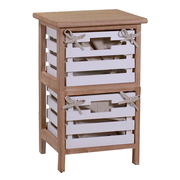 acquista Commode 2 tiroirs en bois 30x27x47cm Arianna Naturel et Blanc