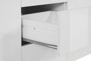 Credenza con 2 Ante 3 Cassetti e Ripiani in Vetro a Giorno 180x40x80 cm Essential 2A 3C Bianco Lucido  