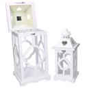Set 2 Lanterne in Legno bianco