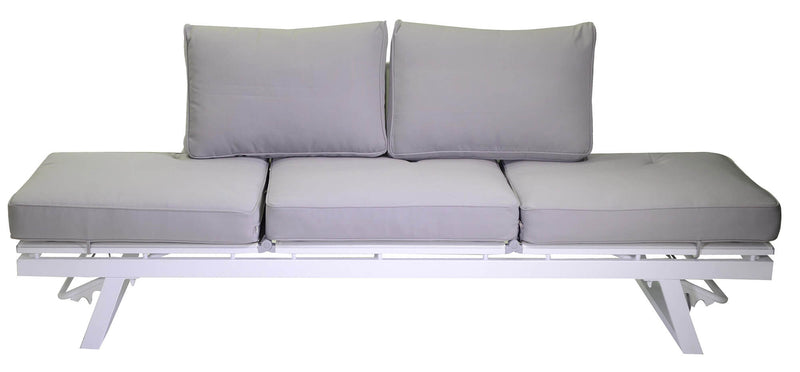 Divano 3 Posti 199,5x77x65,5 cm in Alluminio con Cuscini Grigi