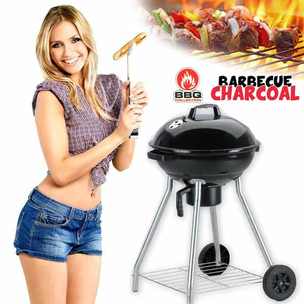 sconto Barbecue Griglia Bbq Carbone Coperchio 2 Ruote Carbonella Giardino Acciaio Inox