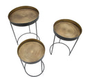 Tavolinetti Alti Bascket Botis Set 3 Pz Ø42,5x60-35,5x54-30,5x49 cm in Ferro Nero
