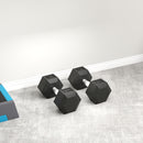 Set di Manubri Palestra da 2x17,5 kg con Impugnatura Antiscivolo in Metallo Nero      