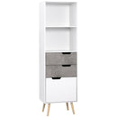 Mobile 3 Cassetti e 2 Ripiani 50x39x169,5 cm in Truciolato e Legno di Pino Grigio Bianco