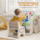 Tavolo Multiuso per Bambini con Ripiano Contenitore e Cassetti in HDPE e PP Grigio e Bianco      
