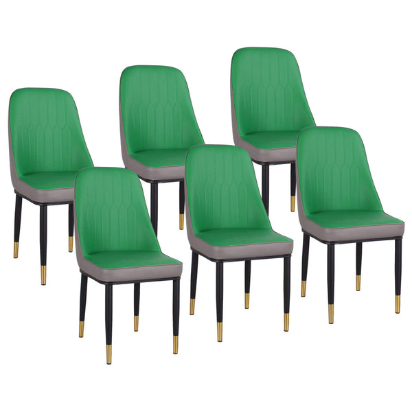 Lot de 6 Chaises Rembourrées 45x42x92 cm en Simili Cuir Vert prezzo