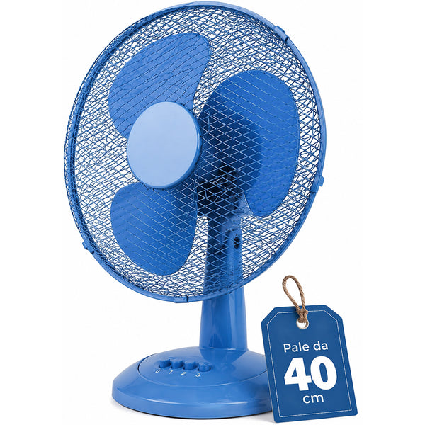 prezzo Ventilatore da Tavolo Autoportante Potenza 45W Ø40 cm 3 Velocità in Plastica Blu