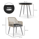 Set da Giardino 5 Pezzi con 4 Sedie e Tavolo Rotondo con Foro in Rattan e Acciaio Marrone e Grigio   