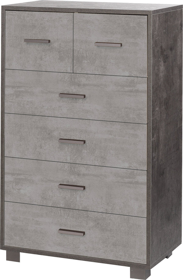 sconto Cassettiera 4+2 Cassetti 70x112x41 cm Ossido Nero/Cemento