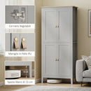 Credenza Mobile da Cucina 80x40x176,5 cm con Luce LED Dimmerabile a 3 Colori Ripiani Regolabili in MDF Bianco      